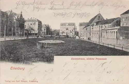 alte orig. AK Eilenburg b Leipzig Dammstrasse südliche Promenade Häuser 1901 Vorkrieg