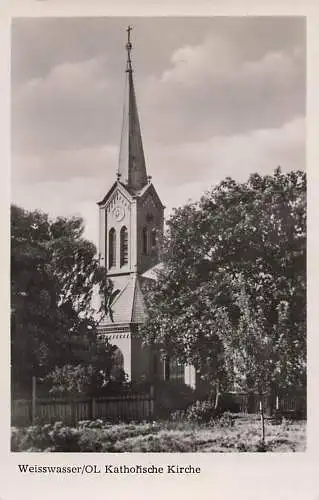 alte orig. AK Weisswasser Weißwasser Oberlausitz Katholische Kirche 1957