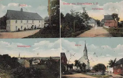 alte orig. AK Grosszöbern Großzöbern Vogtland b Weischlitz Pirk Dröda Heinersgrün Gasthof Dorfstrasse 1912 Vorkrieg