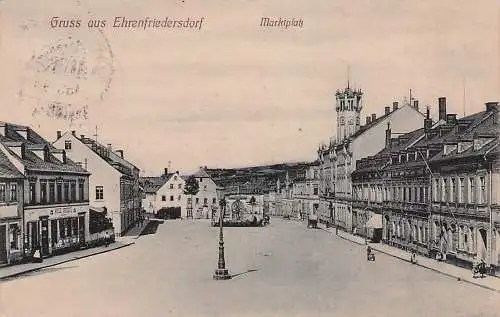 alte orig. AK Ehrenfriedersdorf b Thum Wiesenbad Zwönitz Marktplatz 1915 Vorkrieg