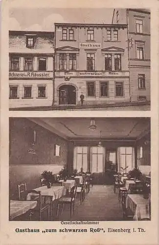 alte orig. AK Eisenberg Thüringen b Silbitz Tautenhain Gasthaus zum schwarzen Roß 1931 Vorkrieg