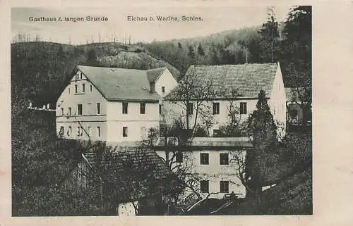 alte orig. AK Eichau b Wartha Bardo Frankenstein Glatzer Kessel Schlesien Gasthaus z. langen Grunde 1930 Vorkrieg