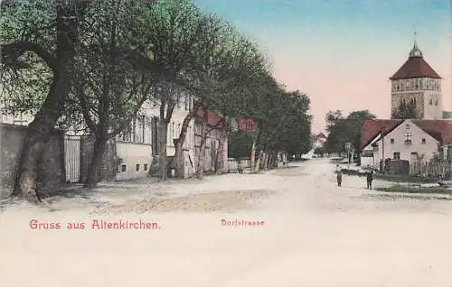 alte orig. AK Altenkirchen Rügen b Sagard Putgarten Breege Wiek Dorfstrasse Häuser Kirche Vorkrieg