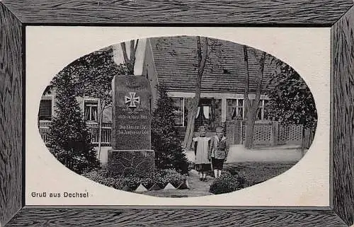 alte orig. AK Dechsel Deszczno Lubuskie Landsberg Schwerin Warthe Kinder am Kriegerdenkmal ca 1915 Vorkrieg