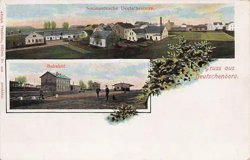 alte orig. AK Deutschenbora b Nossen Hirschfeld Bahnhof Siedlung Häuser ca 1905 Vorkrieg