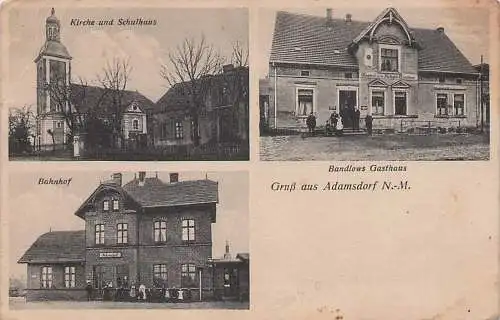 alte orig. AK Adamsdorf Neumark Sulimierz Myślibórz Soldin Stettin Landsberg Bahnhof Gasthaus Bandelow Vorkrieg