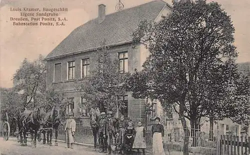 alte orig. AK Dreußen Dreussen b Ponitz Zschöpel Schmölln Meerane Geschäft Sandgrube L. Kramer Bauunternehmer 1915 Vorkrieg