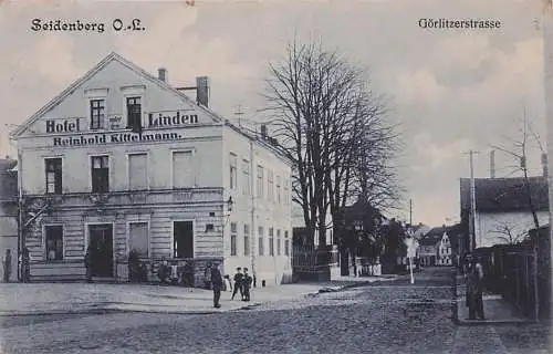 alte orig. AK Seidenberg Zawidow Oberlausitz Schlesien b Lauban Katzbach Görlitzerstrasse Hotel Kittelmann ca 1910 Vorkrieg