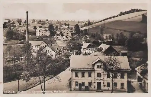 alte orig. AK Hallbach b Olbernhau Pfaffroda Reukersdorf Häuser Gasthof Seyfert 1933 Vorkrieg