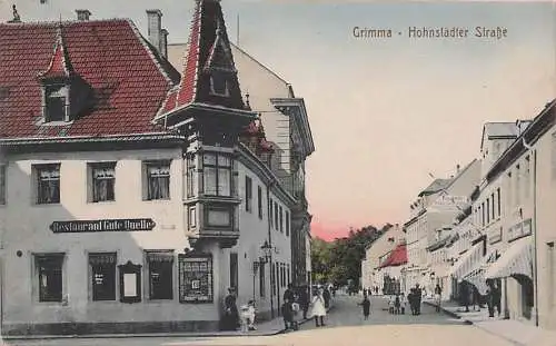 alte orig. AK Grimma b Wurzen Hohnstädter Strasse Restaurant Gute Quelle 1916 Vorkrieg