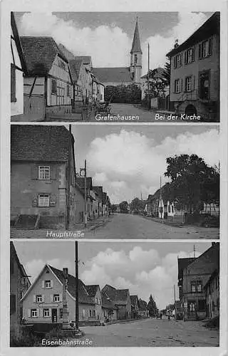 alte orig. AK Grafenhausen Kappel Ettenheim Rust Eisenbahnstrasse Hauptstrasse ca. 40er 50er J.