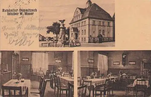 alte orig. AK Dommitzsch b Annaburg Schmiedeberg Torgau Elsnig Prettin Gasthaus Ratskeller 1921 Vorkrieg