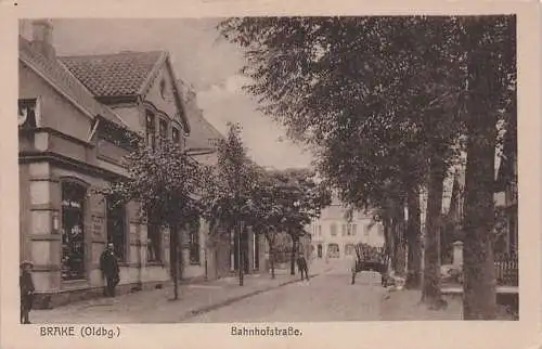 alte orig. AK Brake Unterweser Oldenburg Elsfleth Bahnhofstrasse 1927 Vorkrieg