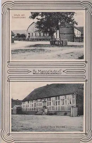 alte orig. AK Gross Mangelsdorf b Jerichow Wust Fischbeck Redekin Schule Gasthof Hans Borchard 1918 Vorkrieg