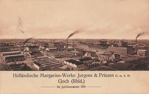 alte orig. AK Goch Rheinland b Kleve Weeze Kranenburg Margarine Werke Fabrik Jurgens u. Prinzen 1913 Vorkrieg