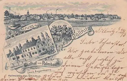 alte orig. AK Döllnitz b Schkopau Halle Saale Radewell Ammendorf Osendorf Lochau Gasthof zum Palmbaum L. Angermann 1901 Vorkrieg