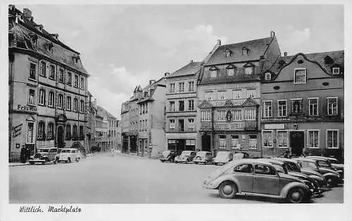 alte orig. AK Wittlich b Altrich Dreis Bergweiler Zeltringen Bernkastel Geschäfte Laden Hotel Autos ca 40er 50er J.