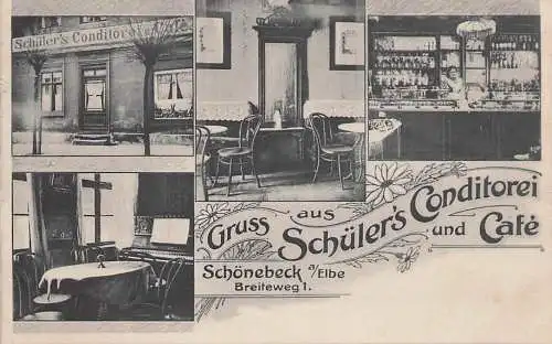 alte orig. AK Schönebeck Elbe b Magdeburg Barby Gommern Conditorei Cafe Schüler 1907 Vorkrieg