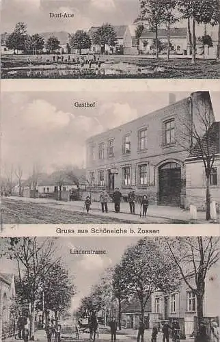 alte orig. AK Schöneiche b Zossen Dabendorf Kallinchen Schünow Wünsdorf Lindenstrasse Gasthof Dorf- Aue 1916 Vorkrieg