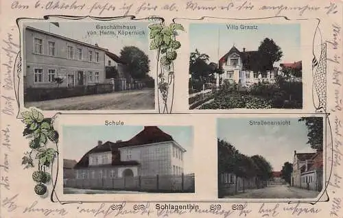 alte orig. AK Schlagenthin b Jerichow Stendal Genthin Milow Premnitz Laden Geschäft Köpernick Villa Graatz Strasse 1916 Vorkrieg