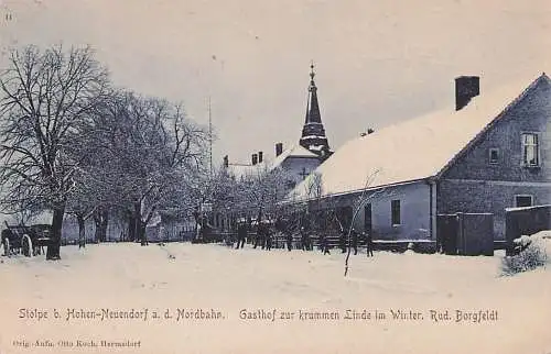 alte orig. AK Stolpe b Hohen Neuendorf Oranienburg Velten Nordbahn Gasthof Rud. Borgfeldt im Winter Vorkrieg