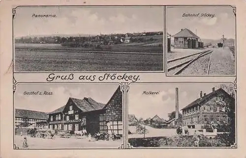 alte orig. AK Stöckey b Sonnenstein Eichsfeld Bleicherode Nordhausen Bahnhof Molkerei Gasthof zum Ross 1916 Vorkrieg