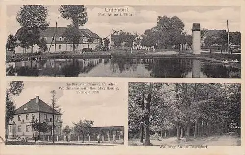 alte orig. AK Untendorf b Auma Weidatal Braunsdorf Zeulenroda Thüringen Gasthaus Weidmannsheil Max Beulig Dorfteich 1930 Vorkrieg