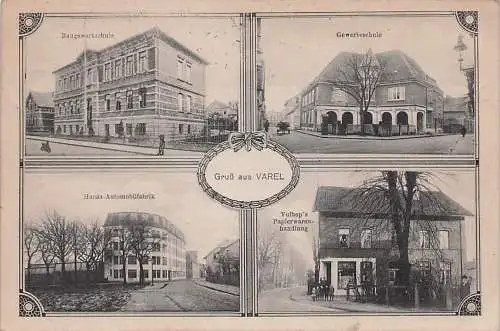 alte orig. AK Varel b Jade Rastede Bockhorn Brake Jever Zetel Aurich Hansa Auto Fabrik Papierwarenhandlung Vulhop 1916 Vorkrieg