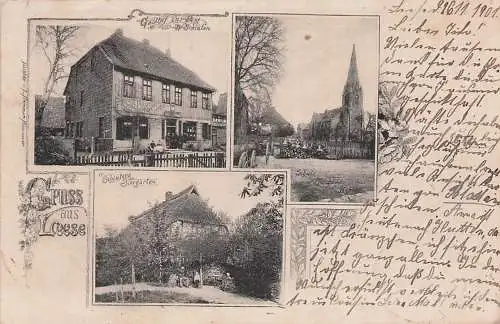 alte orig. AK Leese b Hannover Minden Nienburg Sulingen Garbsen Gasthof zur Post Biergarten W. Schlüter Kirche 1901 Vorkrieg