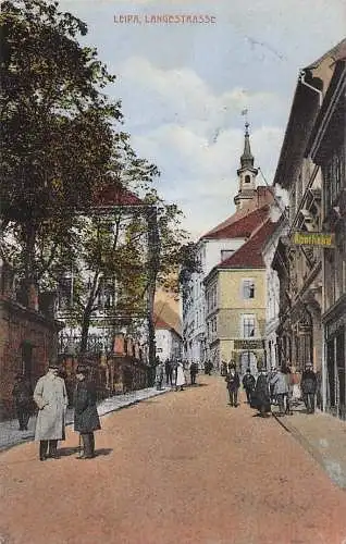 alte orig. AK Leipa Sudeten Böhmen Reichenberg Gablonz Langestrasse Apotheke 1916 Vorkrieg