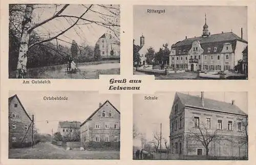 alte orig. AK Leisenau b Colditz Großbothen Kössern Rittergut Ortsbehörde Schule Vorkrieg