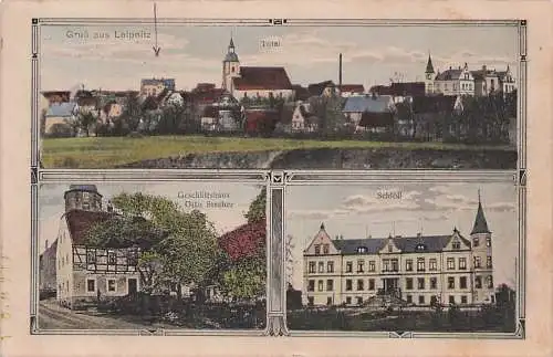 alte orig. AK Leipnitz b Grimma Colditz Kössern Böhlen Tanndorf Zschadrass Ortsrand Häuser Geschäft Otto Stecher Schloss 1927 Vorkrieg