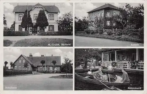 alte orig. AK Bokel b Dauenhof Holstein Elmshorn Barmstedt Hörnerkirchen Bäckerei Grelck Schule Aubeck 1938 Vorkrieg