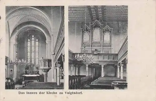 alte orig. AK Voigtsdorf Erzgebirge b Dorfchemnitz Sayda Zethau Kirche Innenansichten Orgel 1931 Vorkrieg