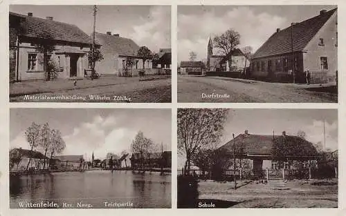 alte orig. AK Wittenfelde Kreis Naugard Bielice Massow Maszewo Eichenwalde Gollnow Pommern Laden Geschäft Zühlke Teich Schule 1935 Vorkrieg