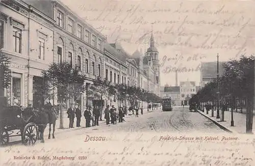 alte orig. AK Dessau Friedrichstrasse Strassenbahn 1905 Vorkrieg