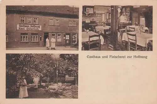 alte orig. AK Heringen Helme b Windleite Nordhausen Gasthaus zur Hoffnung Fleischerei Osterloh Vorkrieg