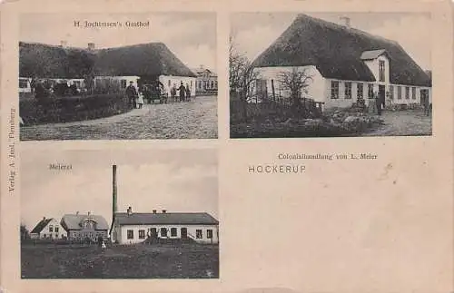 alte orig. AK Hockerup Holebüll b Flensburg Ostergeil Gehlau Meierei Gasthof Jochimsen Laden Meier Vorkrieg