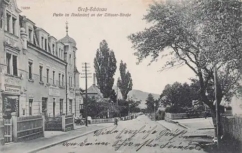 alte orig. AK Groß Schönau Großschönau b Hainewalde Oderwitz Bertsdorf Niederdorf Zittauer Strasse Zuckerwaren 1910 Vorkrieg