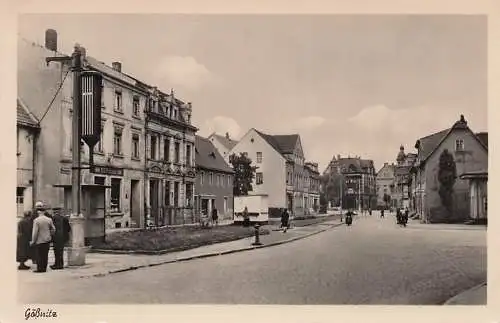 alte orig. AK Gößnitz Gössnitz b Altenburg Nobitz Meerane Schmölln Strasse Geschäfte 1956