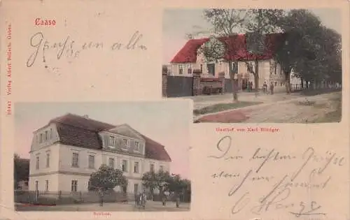 alte orig. AK Caaso Kaaso Kozów Gubin Forst Krosno Crossen Oder Messow Maszewo Stargard bei Guben Schloss Gasthof Karl Böttiger 1905 Vorkrieg