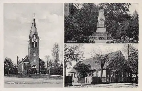 alte orig. AK Staffelde Neumark Staw Lubiszyn Ludwigsruh Briesenhorst Brzeźno Liebenow Neuscheune Lebus Kaufhaus Paul Pade Denkmal Kirche 1938 Vorkrieg