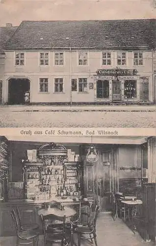 alte orig. AK Bad Wilsnack b Perleberg Prignitz Plattenburg Wittenberge Rühstedt Legde Cafe Conditorei Richard Schumann 1914 Vorkrieg