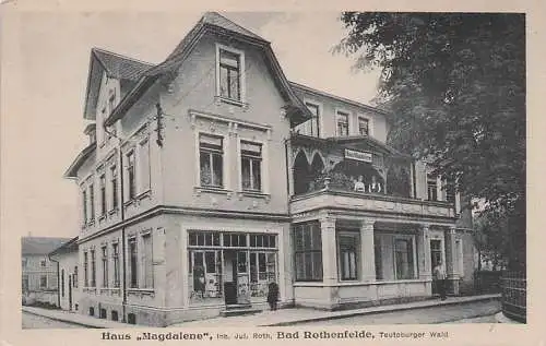 alte orig. AK Bad Rothenfelde b Hilter Dissen Melle Hagen Versmold Osnabrück Laer Haus Magdalene mit Geschäft Laden Jul. Roth Vorkrieg