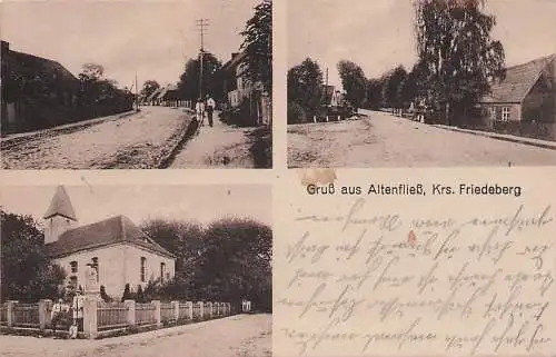 seltene alte orig. AK Altenfließ Przyłęg b Friedeberg Neumark Landberg Warthe Stempel der Post Hilfsstelle in Altenfließ Strassenansichten 1934 Vorkrieg