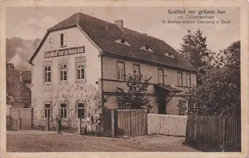 alte orig. AK Döbritschen b Dornburg Camburg Saale Wichmar Schmiedehausen Bewohner am Gasthof zur grünen Aue Vorkrieg