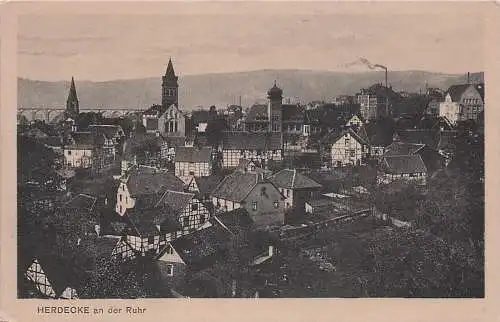 alte orig. AK Herdecke Ruhr b Hagen Wetter Witten Dachpanorama Häuser Vorkrieg