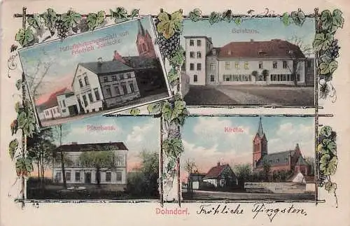 alte orig. AK Dohndorf b Köthen Anhalt Wülknitz Löbnitz Biendorf Gröbzig Gutshaus Herrenhaus Laden Geschäft von F. Joedecke Kirche 1910 Vorkrieg