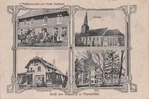 alte orig. AK Stepenitz Ostprignitz Marienfließ Meyenburg Pritzwalk Putlitz Gasthaus Dambeck Amtsgebäude Stift Kirche 1930 Vorkrieg