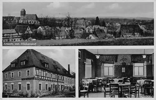 alte orig. AK Höckendorf b Tharandt Dresden Freital Dippoldiswalde Rabenau Gasthof zum Erbgericht Fritz Oppelt Gaststube 1941 Vorkrieg